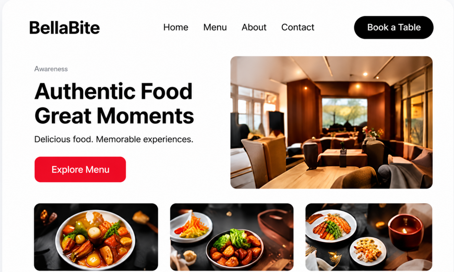 Restaurant website concept preview